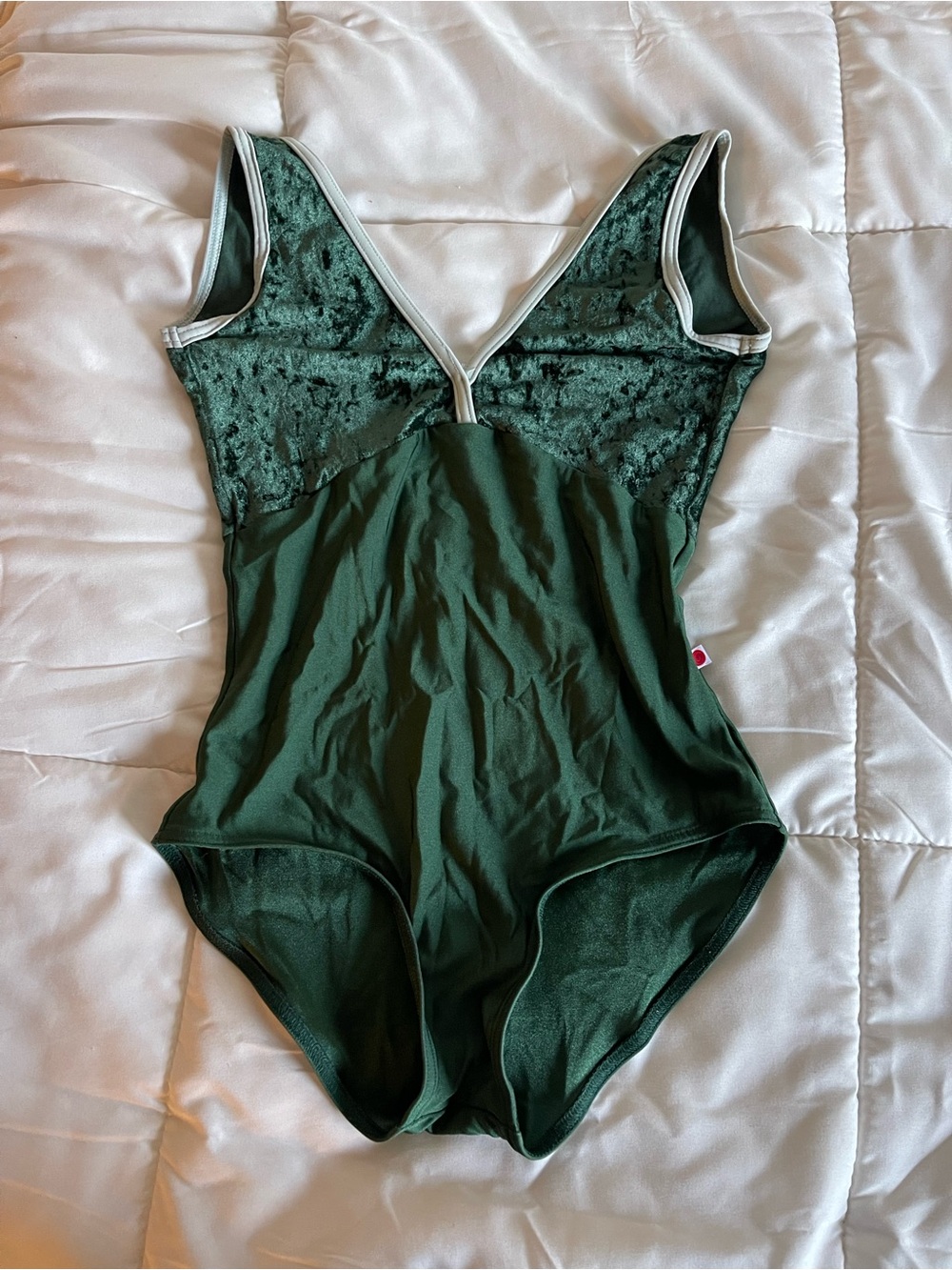 Yumiko Deep Green Velvet-Top Leotard small